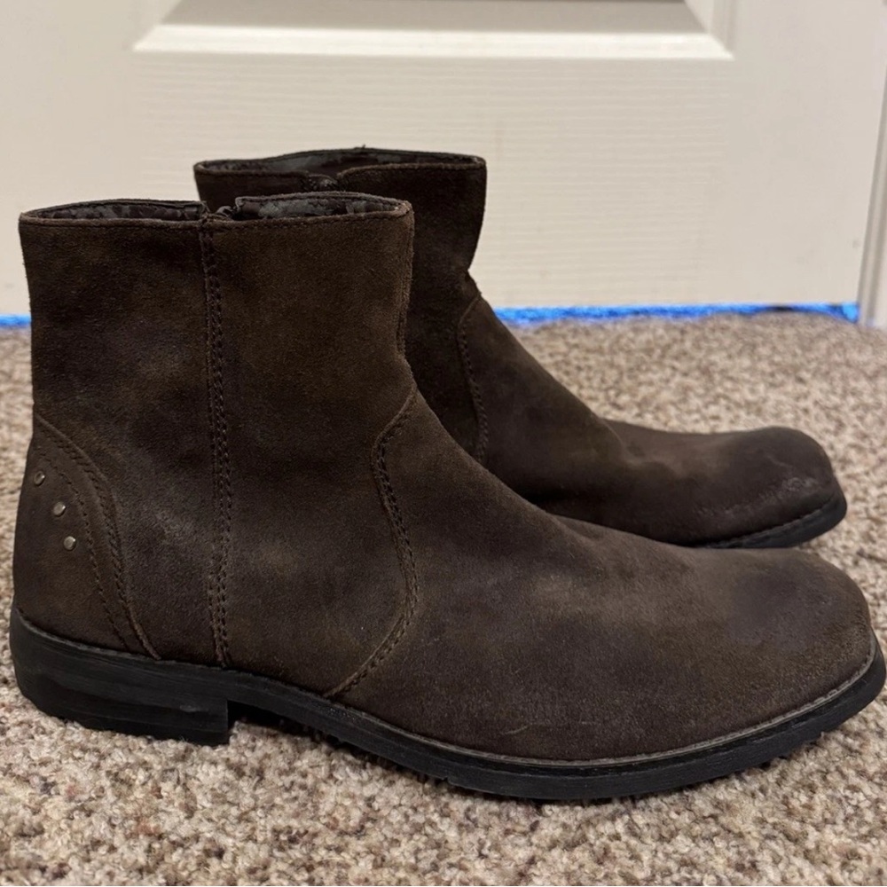 Steve Madden Men's Paspe Dark Brown Suede Leather Boots, Sz 12
